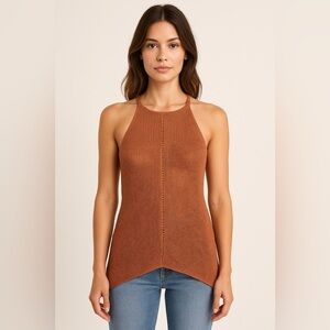 ZARA Women’s Brown Crochet Open Knit Tunic Top S Coquette Cowgirl Boho Sheer